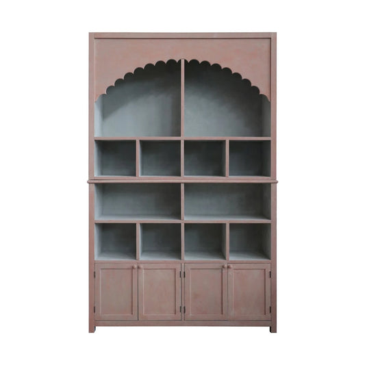 Armoire en Bois et MDF avec Bordure Festonnée, 14 compartiments et 4 portes.