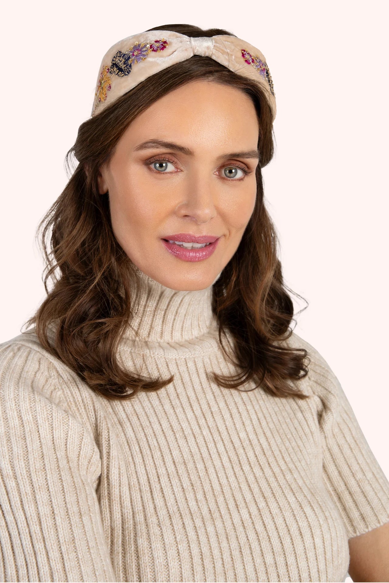 Bandeau en Velours - Cream Posy