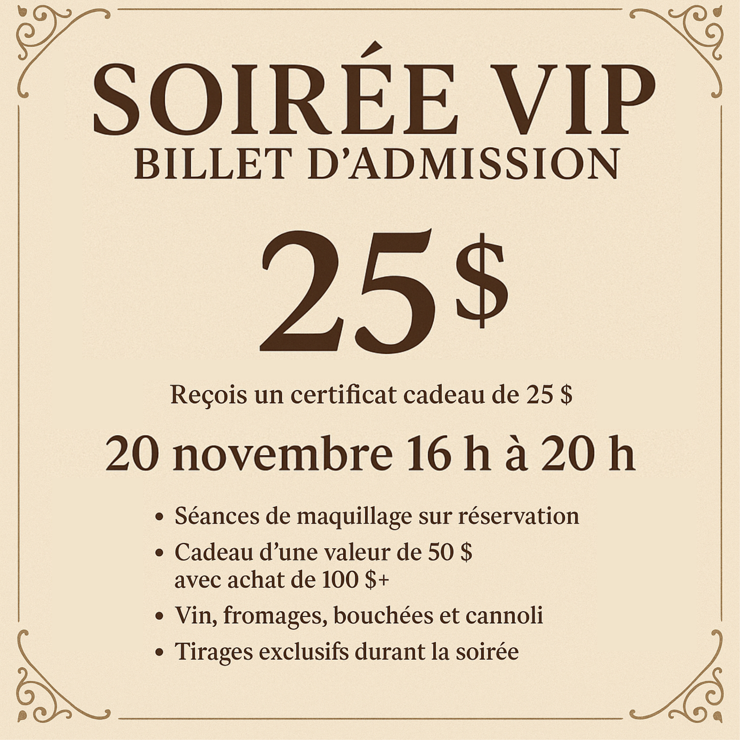 Soirée VIP – Billet d’Admission