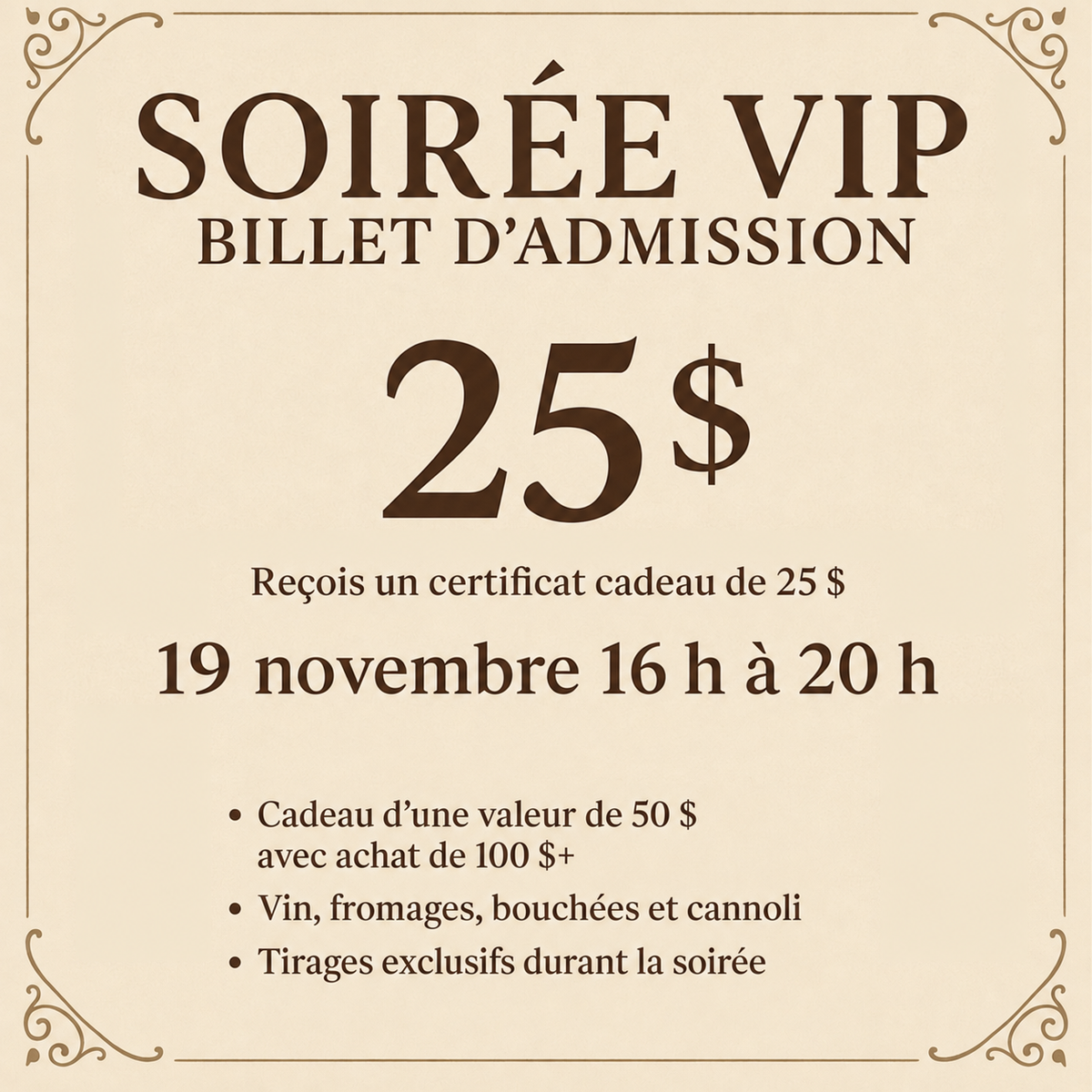 Soirée VIP – Billet d’Admission