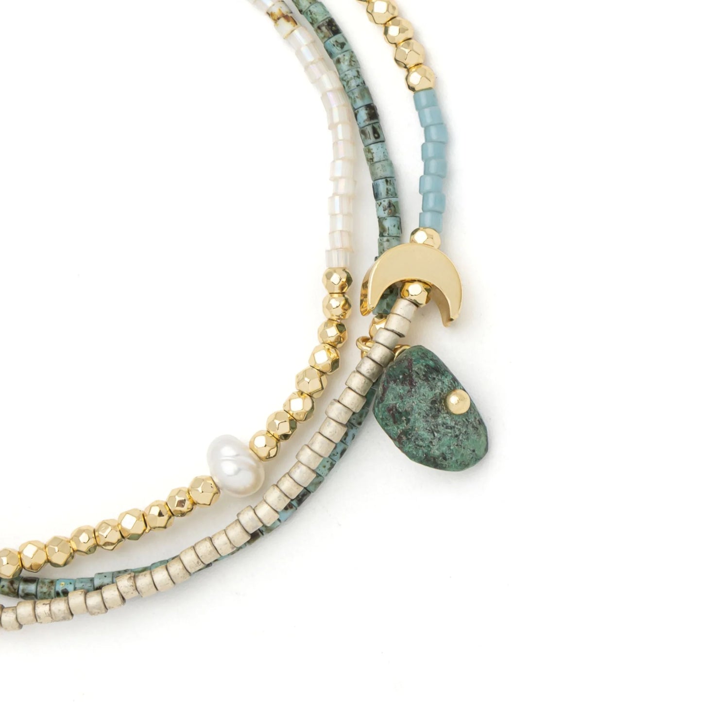 Bracelet/Collier Enroulé - Transformation/Turquoise Africaine/Or | Scout