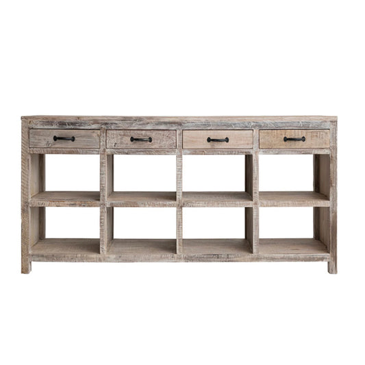 Buffet en Bois Récupéré, 4 tiroirs et 8 sections.