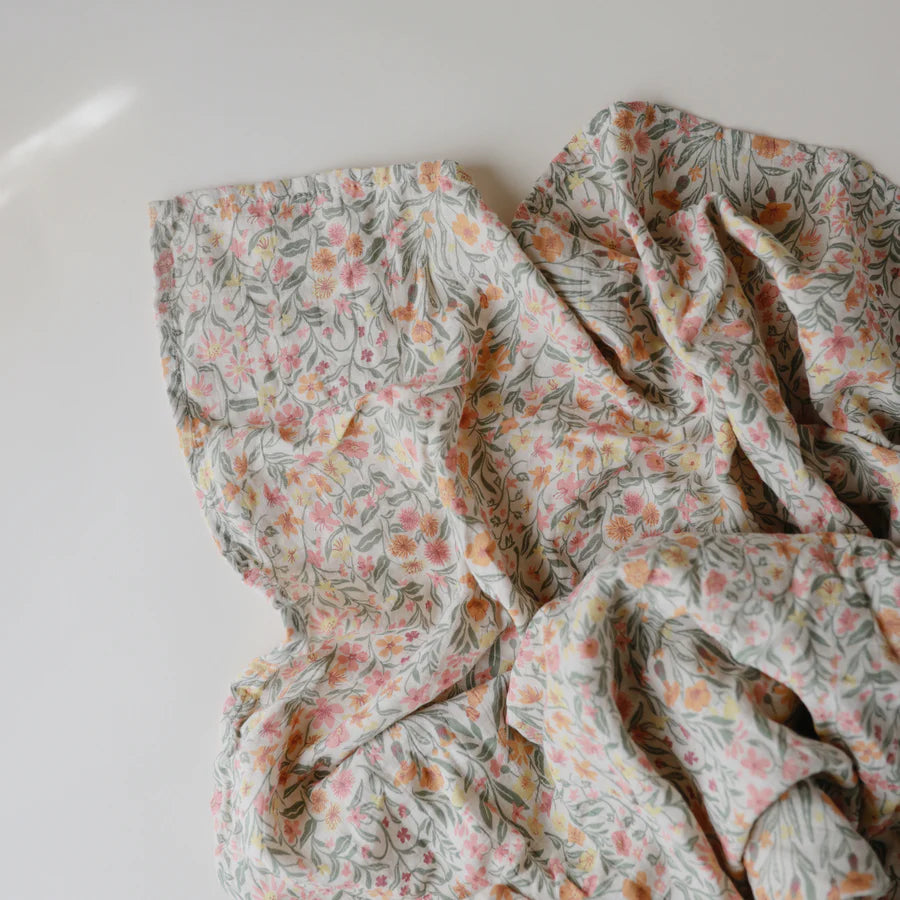 Couverture en Mousseline de Coton Biologique - Pastel Blooms