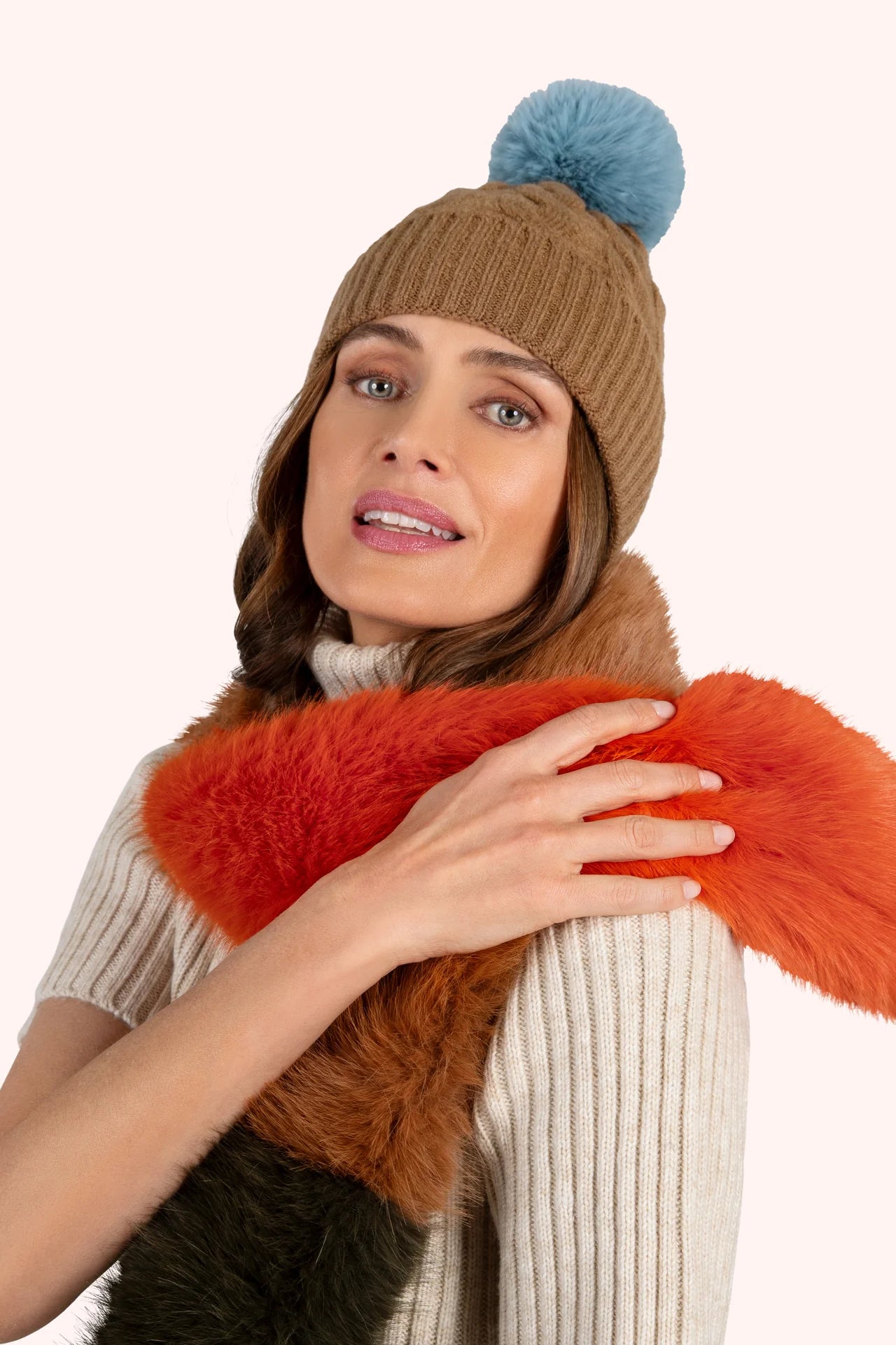 Foulard Elsa 3 Tons - Mandarine/Mocca/Olive