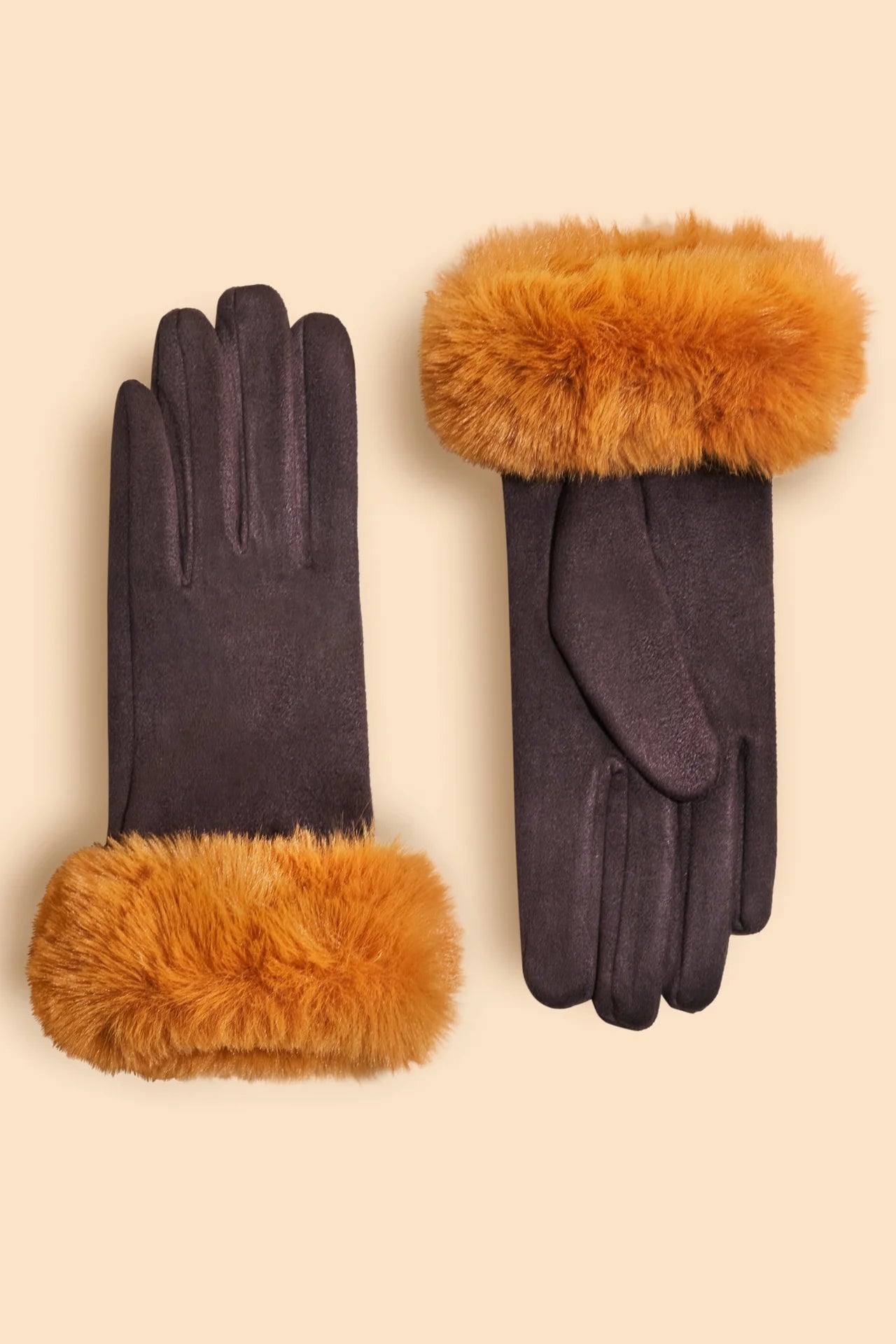 Gants Bettina - Chocolat/Moutarde