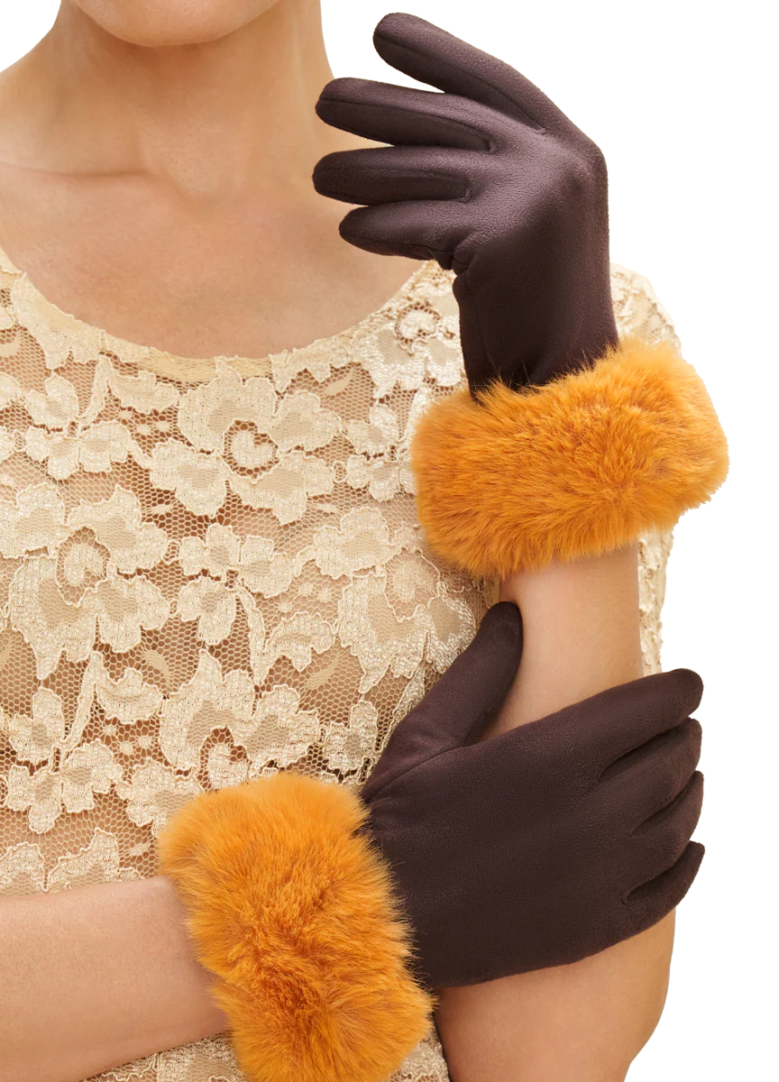 Gants Bettina - Chocolat/Moutarde