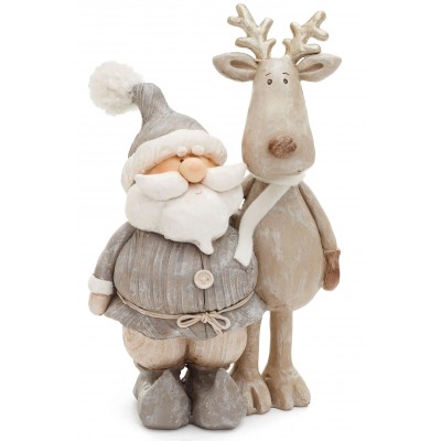 Mimosa - Petite statue - Père Noël et renne