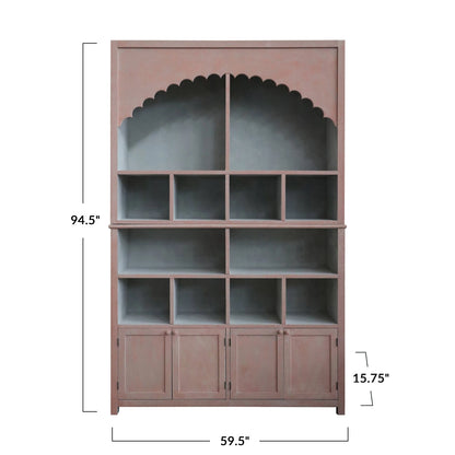 Armoire en Bois et MDF avec Bordure Festonnée, 14 compartiments et 4 portes.
