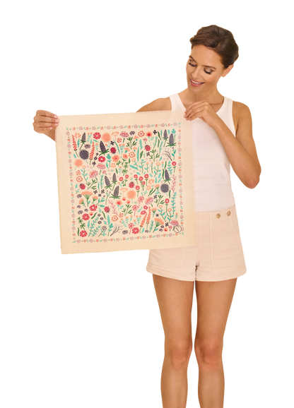 Bandana en Coton - Fleurs Sauvages - Noix de Coco