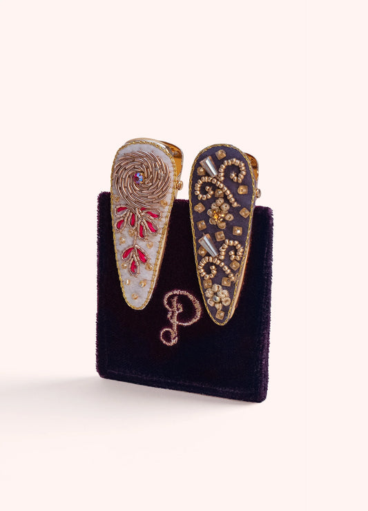 Barrettes à Cheveux Ornées de Bijoux (Lot de 2)
