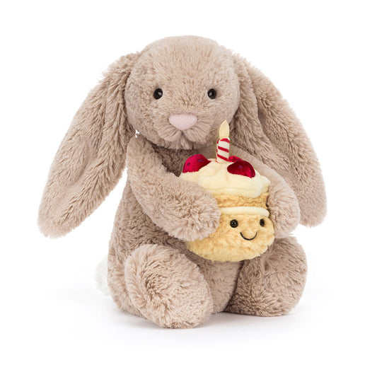 Lapin timide beige « Anniversaire »