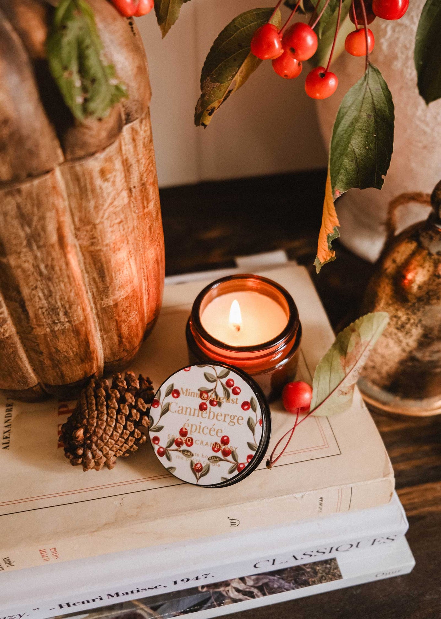Bougie de Noël Canneberge Épicée - 2 oz