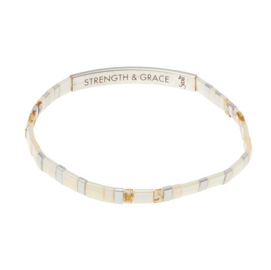 Bracelet Miyuki Good Karma Force et Grâce - Ivoire/Argent