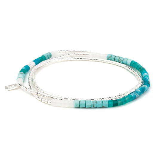 Bracelet Ombre Stone Wrap - Ciel/Argent