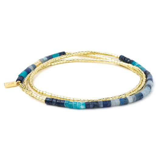 Bracelet Ombre Stone Wrap - Minuit/Or