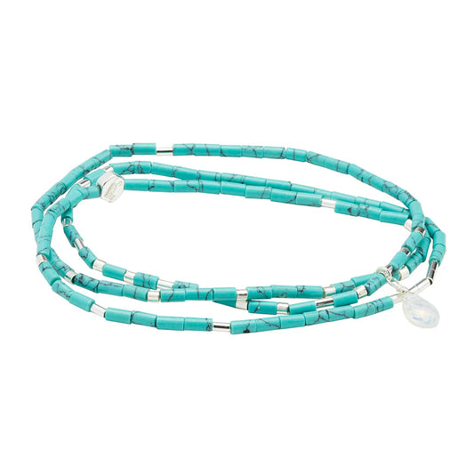 Bracelet Teardrop Stone Wrap - Turquoise/Opalite/Argent - Pierre du Calme