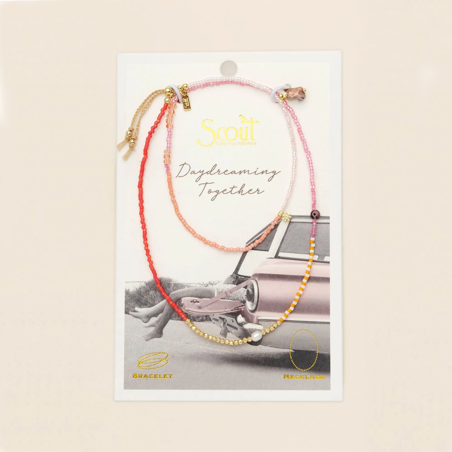 Bracelet/Collier Enroulé - Amour/Rhodocrosite/Or | Scout