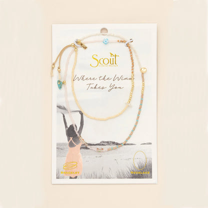 Bracelet/Collier Enroulé - Tranquillité/Turquoise/Or  | Scout