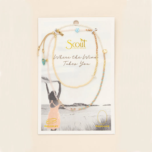 Bracelet/Collier Enroulé - Tranquillité/Turquoise/Or  | Scout