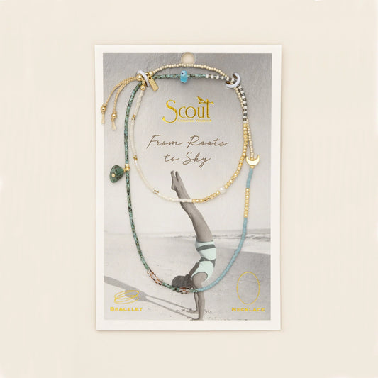Bracelet/Collier Enroulé - Transformation/Turquoise Africaine/Or | Scout