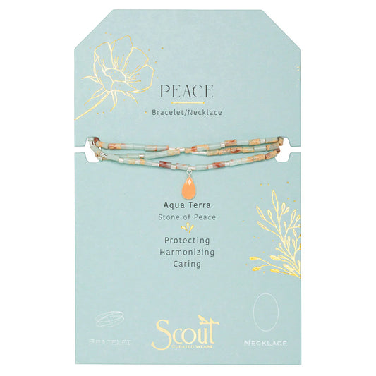 Bracelet Enroulé - Aqua Terra/Pierre de Soleil/Argent | Scout