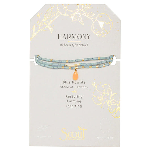 Bracelet Enroulé - Howlite Bleue/Pierre de Soleil/Or | Scout