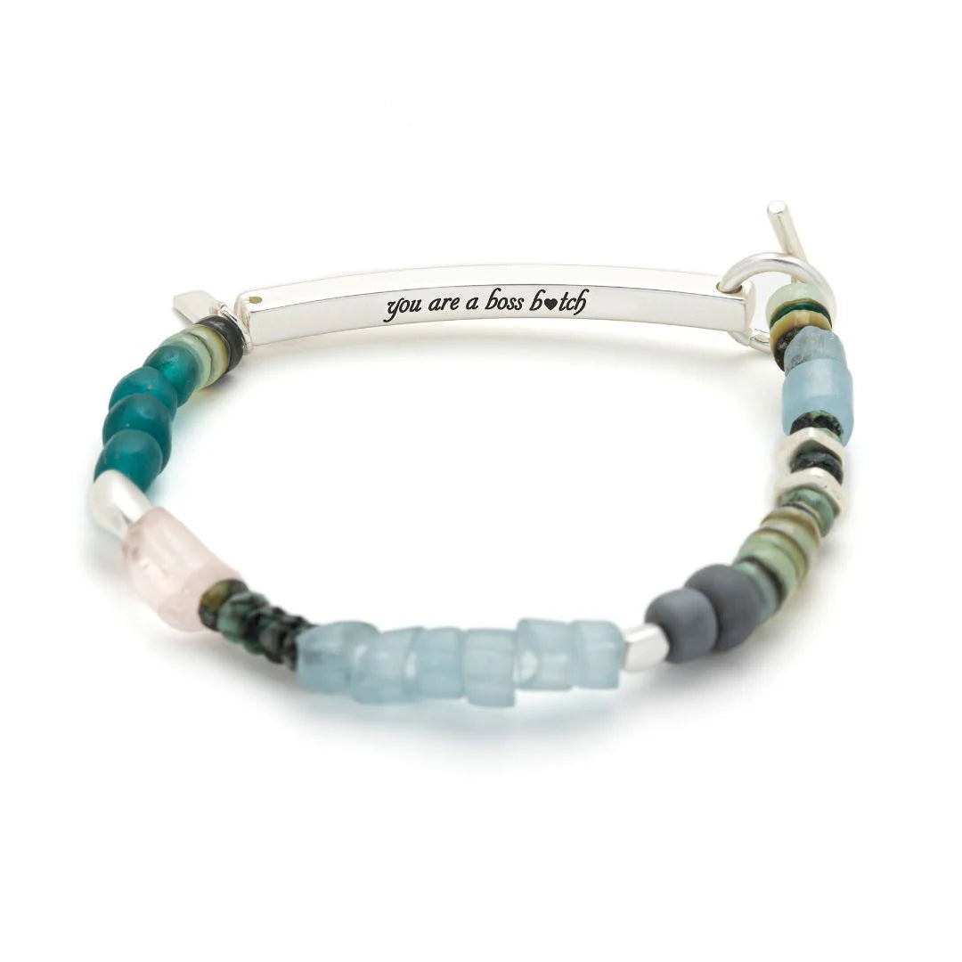 Bracelet Message Caché - Boss B♥tch/Quartz Rose/Argent | Scout