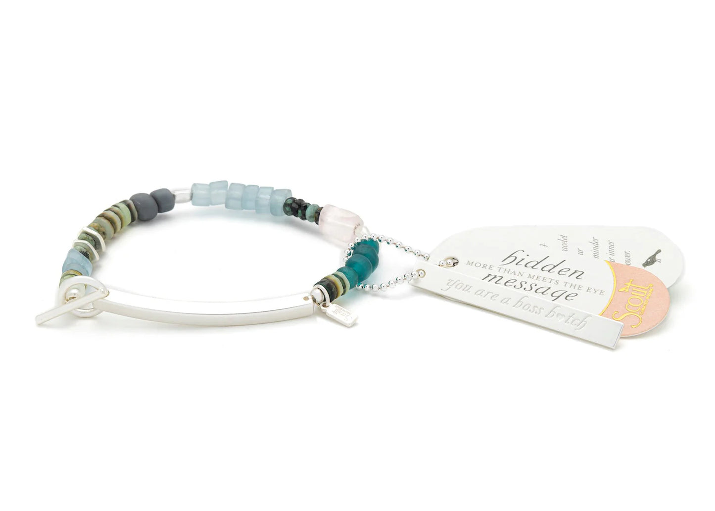 Bracelet Message Caché - Boss B♥tch/Quartz Rose/Argent | Scout