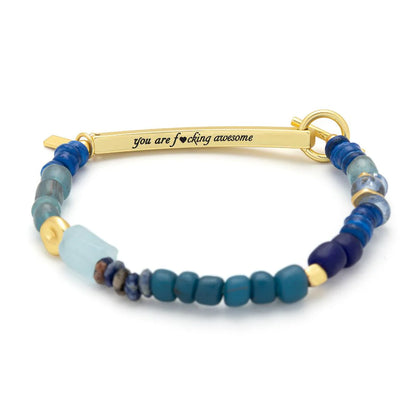 Bracelet Message Caché - F♥cking Awesome/Aquamarine/Or | Scout