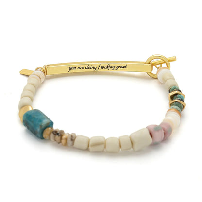 Bracelet Message Caché - F♥cking Great/Apatite Bleue/Or | Scout