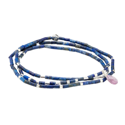Bracelet Teardrop Stone Wrap - Lapis-lazuli/Améthyste/Argent – Pierre de Clarté