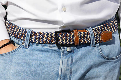 Ceintures Tressées - Marron Beige Bleu