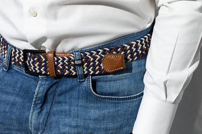 Ceintures Tressées - Marron Beige Bleu