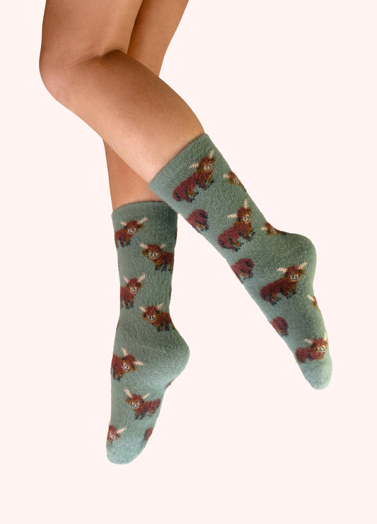 Chaussettes Duveteuses - Highland Cow