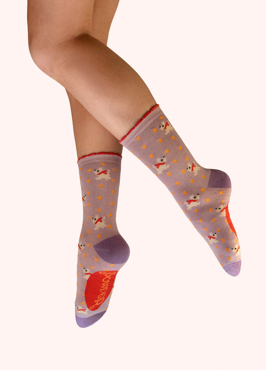 Chaussettes Roses - Woolly Westies | Powder