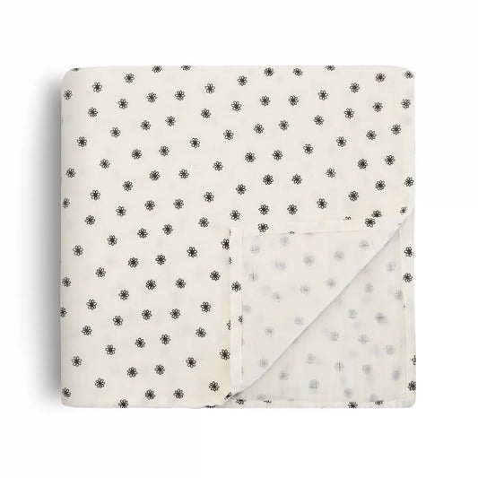Couverture en Mousseline de Coton Biologique - Black Daisy