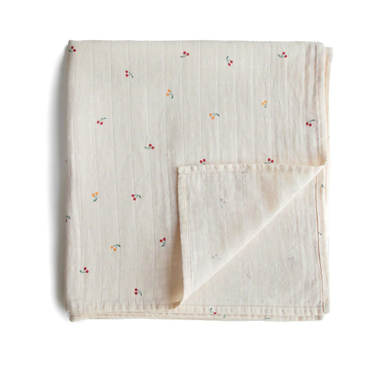Couverture en Mousseline de Coton Biologique - Cerises