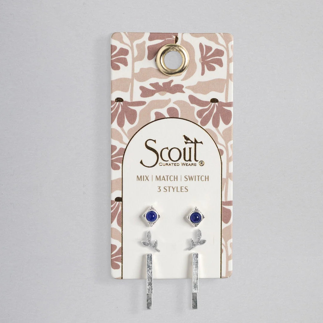 Ensemble de Boucles d’Oreilles - Feuille/Lapis/Argent | Scout
