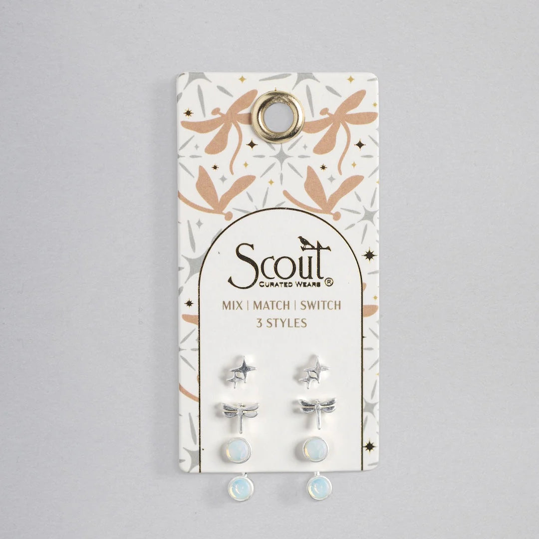 Ensemble de Boucles d’Oreilles - Libellule/Opalite/Argent | Scout