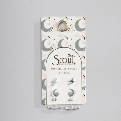 Ensemble de Boucles d’Oreilles - Lune/Turquoise/Argent | Scout