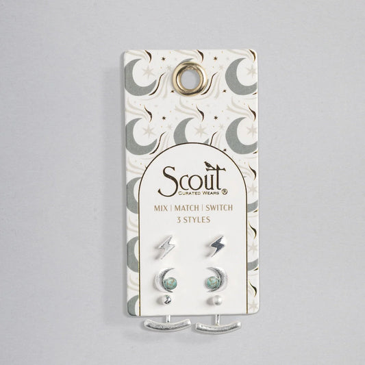 Ensemble de Boucles d’Oreilles - Lune/Turquoise/Argent | Scout