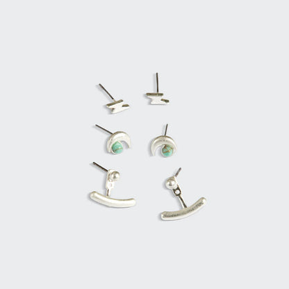 Ensemble de Boucles d’Oreilles - Lune/Turquoise/Argent | Scout