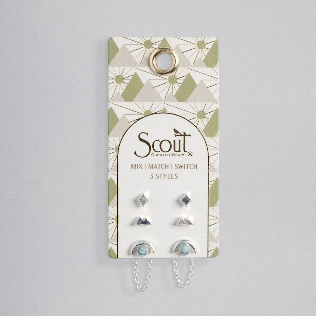 Ensemble de Boucles d’Oreilles - Montagne/Howlite Bleue/Argent | Scout