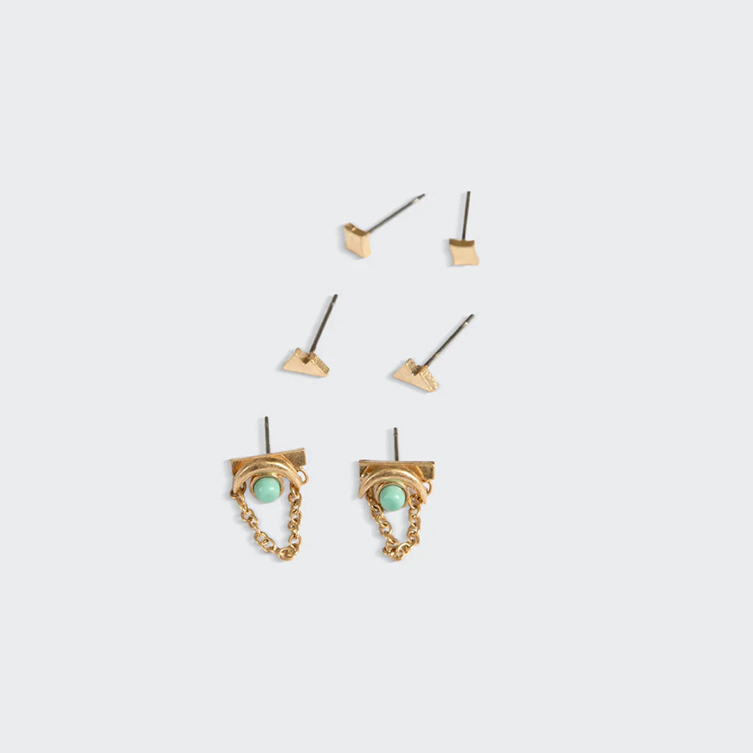 Ensemble de Boucles d’Oreilles - Montagne/Turquoise/Or | Scout