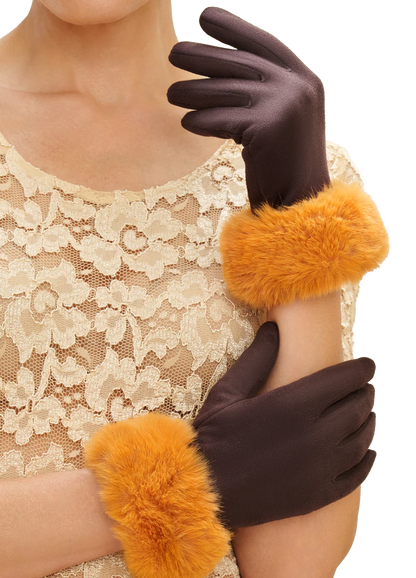 Gants Bettina - Chocolat/Moutarde