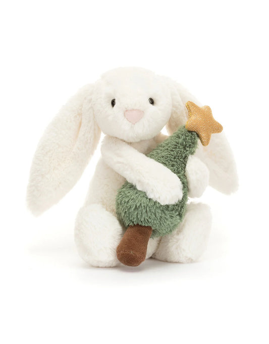 Lapin Timide avec un Sapin de Noël