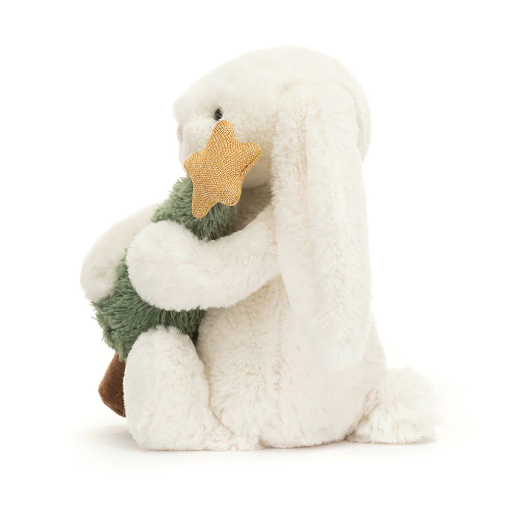 Lapin Timide avec un Sapin de Noël