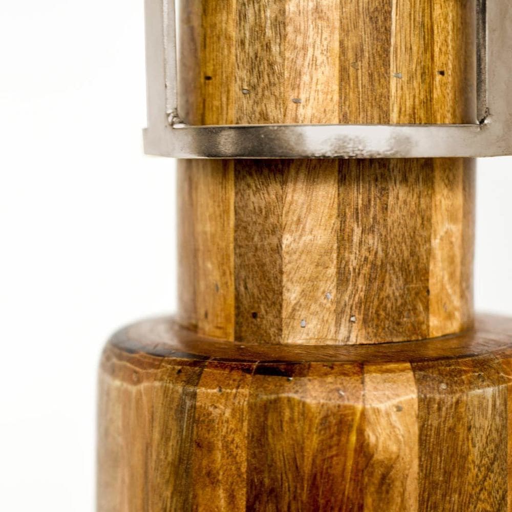 Luminaire Trounce I en métal doré et bois de manguier