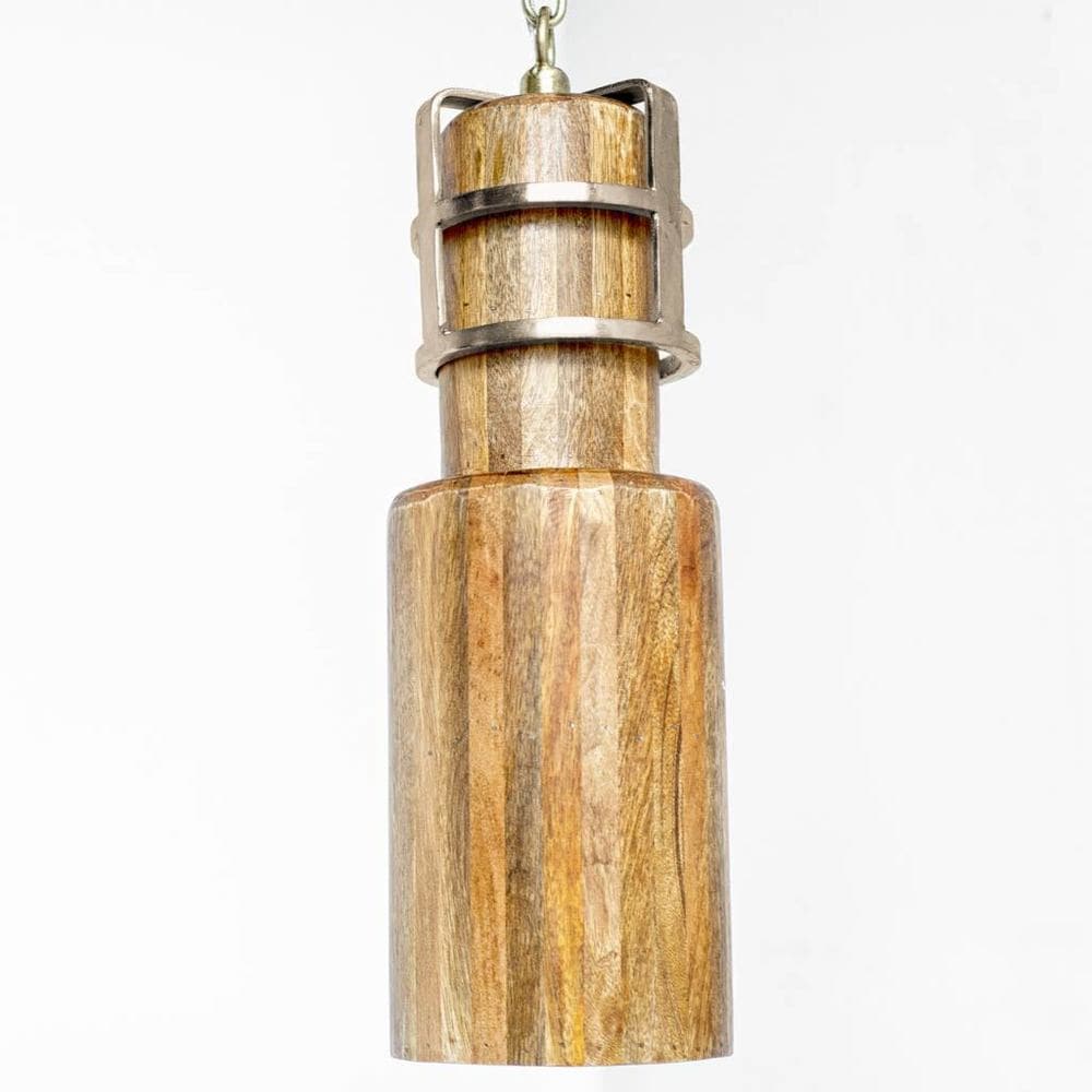 Luminaire Trounce I en métal doré et bois de manguier