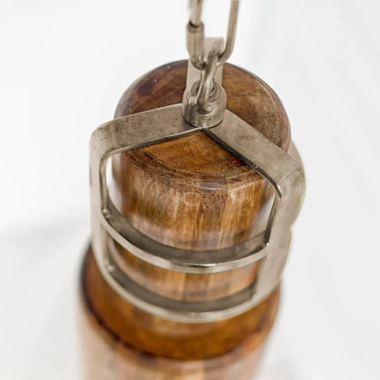 Luminaire Trounce I en métal doré et bois de manguier